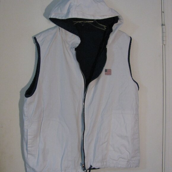 Gloria Vanderbilt Outerwear Vest Large Reversable Jacket 100% Cotton Hood - Picture 6 of 7